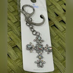 MINT Crystal Cross Keychain or Bag Charm NWT